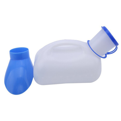 Bouteille urinaire unisexe de 1000 ml, blanche/bleue 2