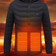 8-Zonen USB-heizbare Jacke Winter Elektrischer Hoodie Schwarz Nylon, 5V
