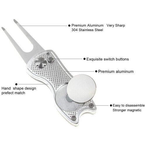 Portable Golf Divot Tool Golf Green Repair Pitch Fork Ball Marker  Training Tools 2