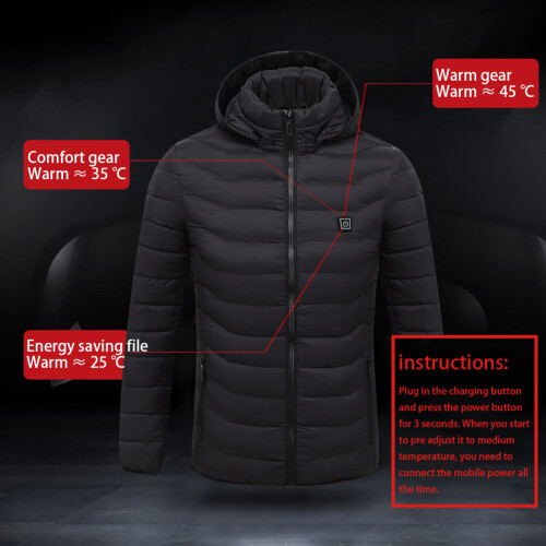 Veste chauffante noire à 8 zones USB 5V taille unique 2