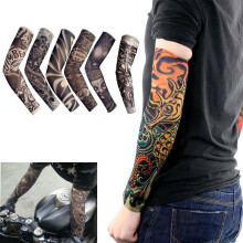 6 pezzi di manicotti da ciclismo con protezione UV, lunghezza 48 cm, motivo tatuaggio