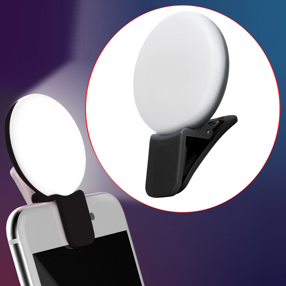 Mini Phone Clipon Fill Usb Rechargeable Selfie Ring For Livestreaming( ) Light/Black