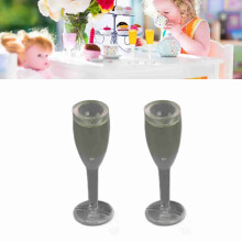2 pezzi di bicchieri da champagne in miniatura per casa delle bambole - plastica