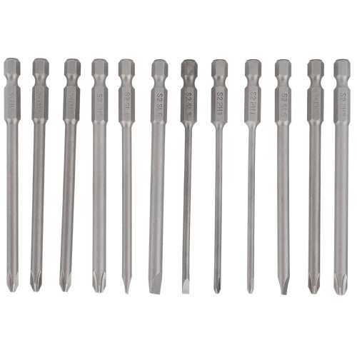 Set di punte per cacciavite da 12 pezzi - 100 mm, lega S2, argento 1