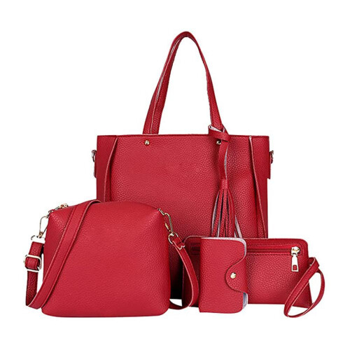 Set da 4 pezzi per donna: borsa di grande capacità 26x21x8 cm 1