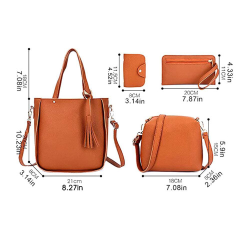 Set da 4 pezzi per donna: borsa di grande capacità 26x21x8 cm 2