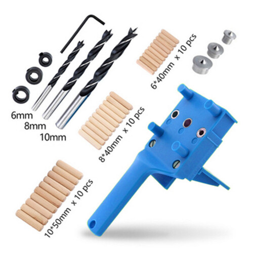 41 pezzi guida per trapano per legno 195x86x72mm 6/8/10mm Blu 1