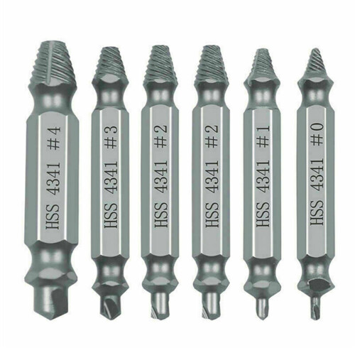 Jeu de 6 extracteurs de vis HSS 4341, 0#-4#, pour vis abîmées 2
