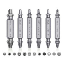 Jeu de 6 extracteurs de vis HSS 4341, 0#-4#, pour vis abîmées