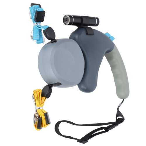 Guinzaglio per cani DoubleHead in corda da traino 3m grigio LED