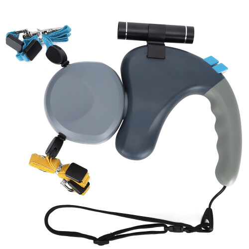 Guinzaglio per cani DoubleHead in corda da traino 3m grigio LED 2