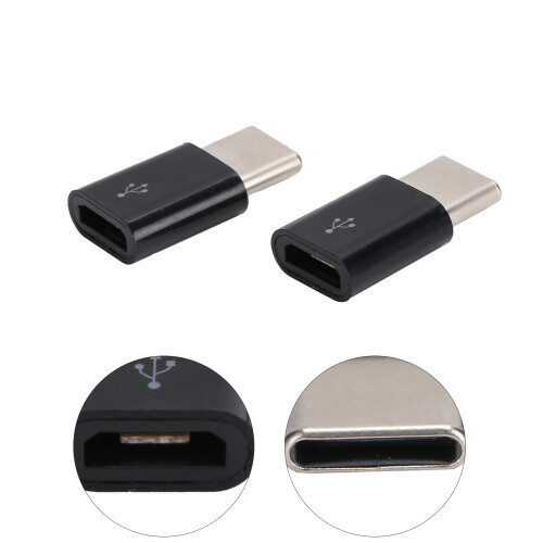 2 pièces d'adaptateur OTG Micro-USB vers Type-C - Noir, 3 g 2