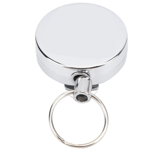Porte-clés rétractable en acier inoxydable, argenté, 4 cm 1