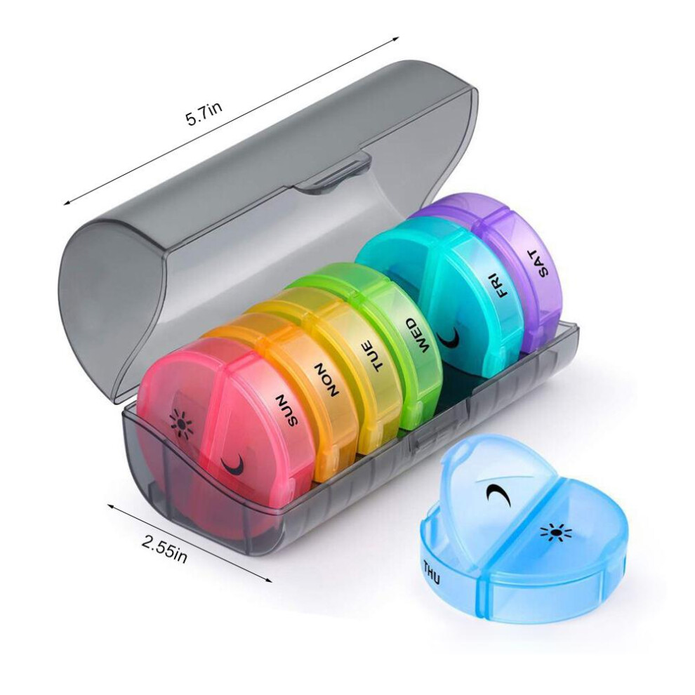14 Grids Weekly Pill Organizer 7 Day Pill Container Color Travel Tablet Box