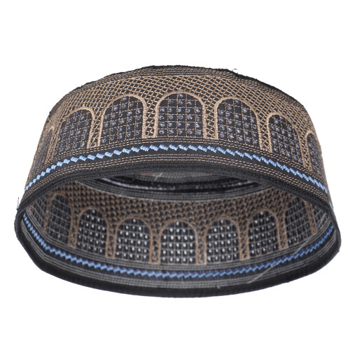 Chapeau musulman 56.0cm noir brodé