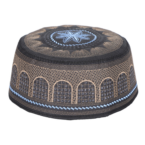 Chapeau musulman 56.0cm noir brodé 1