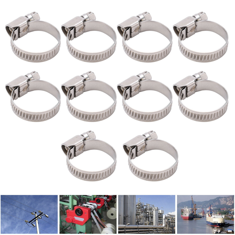 10Pcs Hose Pipe Clips Clamp 304 Stainless Steel Fastener German Style With Hole 14Â27Mm 4901322687749