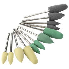 Fraises de polissage dentaire : tête en silicone, tige