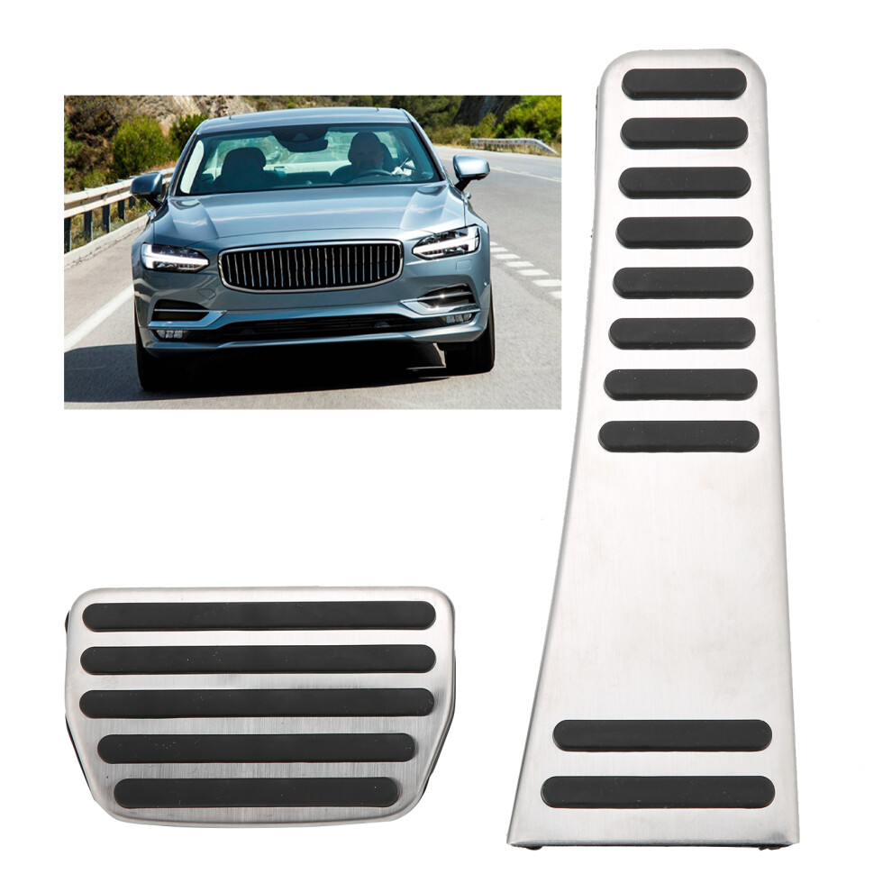 2Pcs Brake Pedal Stainless Steel With Ppe Rubber Non Slip Strips Replacement For Xc60 Xc90 S90 V90 20182021 9371322690844