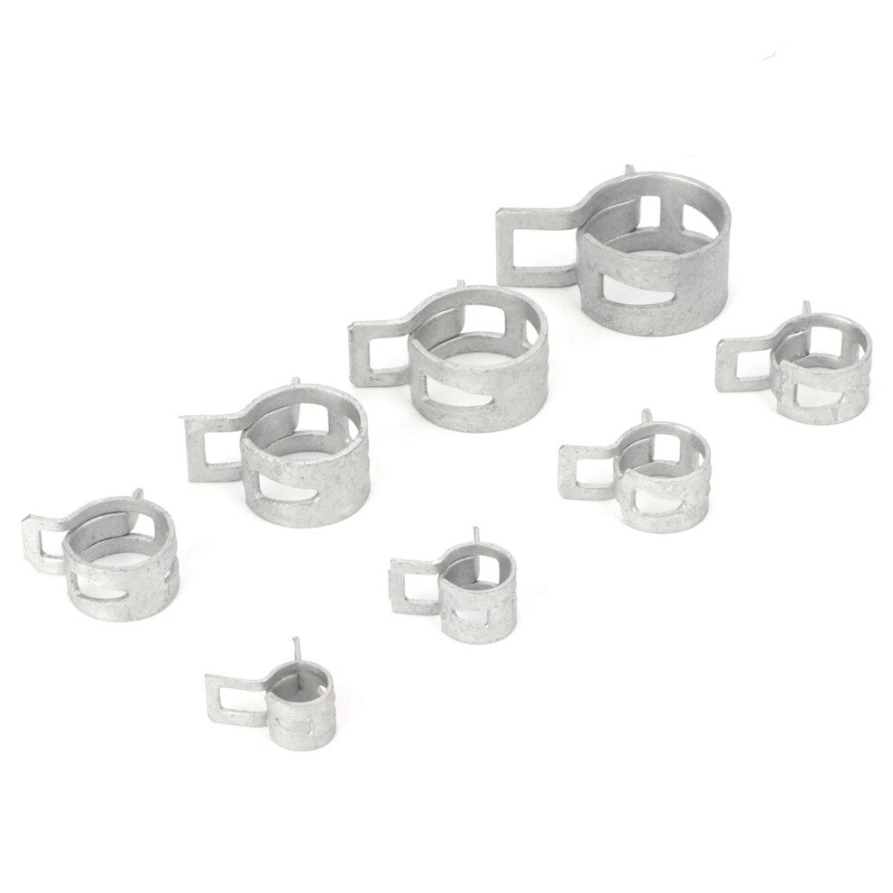 160Pcs Hose Clamps Silver 304 Stainless Steel Spring Clip For Fuel Diesel Petrol Pipe 8771322695169