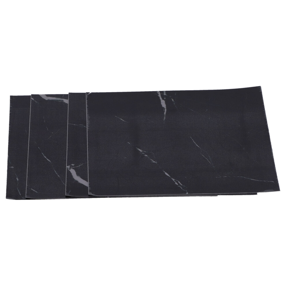 4Pcs Thickened Pvc Tile Sticker Waterproof Selfadhesive Floor Sticker For Kitchen Bathroom(30X30cm Dlsf01 Black) 3671322697413