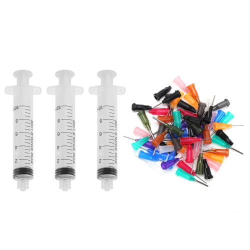 60 pezzi di siringhe in plastica da 10 ml con 3 aghi 1