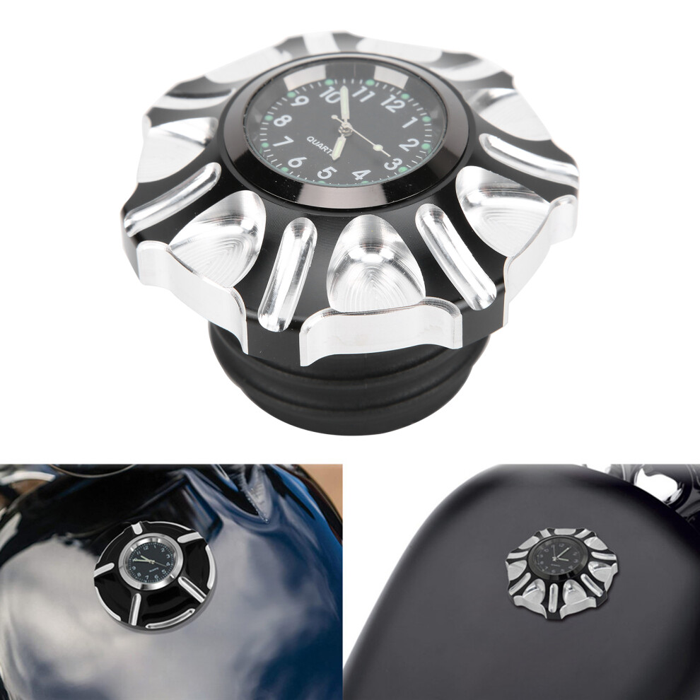 Motorcycle Fuel Gas Tank Cap With Clock Replacement For Defender Fxdp 2001Â2004Silver 3741322701769