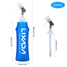 Gourde souple et pliable de 500 ml, 11,8 x 3,0 pouces