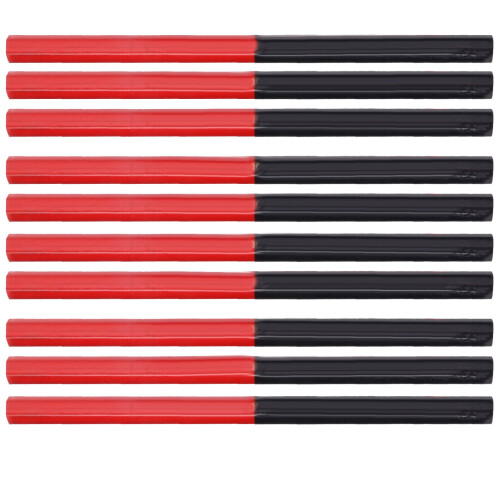 10 pezzi di matite da carpentiere a doppio nucleo rosso/blu 1 cm 17,5 cm 1