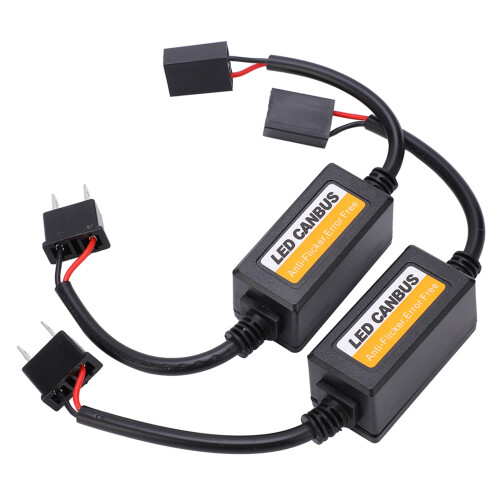 2 pièces décodeur LED H7 anti-scintillement DC9-16V 30 cm ABS 1