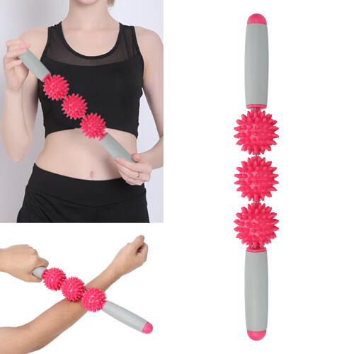 Rullo massaggiante con 3 palline (Rose Red) in plastica
