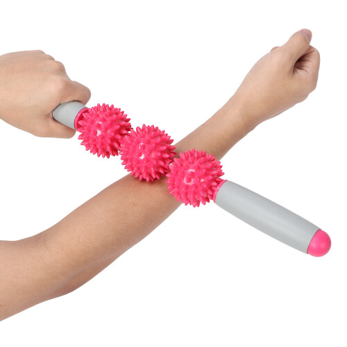 Rullo massaggiante con 3 palline (Rose Red) in plastica 2