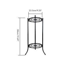 Supporto per piante in ferro, resistente, nero, 5024 cm, a due livelli.