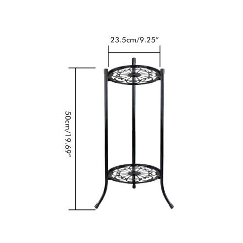 Supporto per piante in ferro, resistente, nero, 5024 cm, a due livelli.