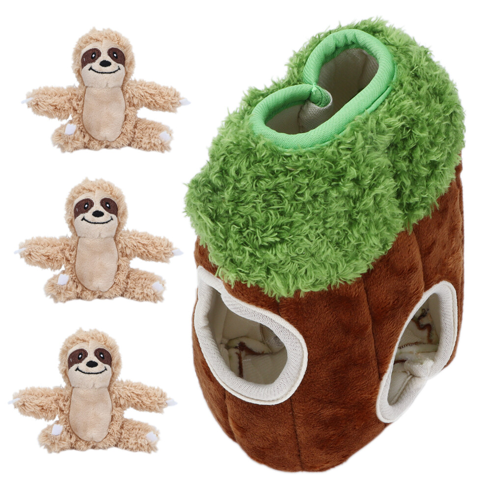 Sloth Trunk Holes Toys for Dog Squeaky Plush Toys Hide and Seek Games Intereactive