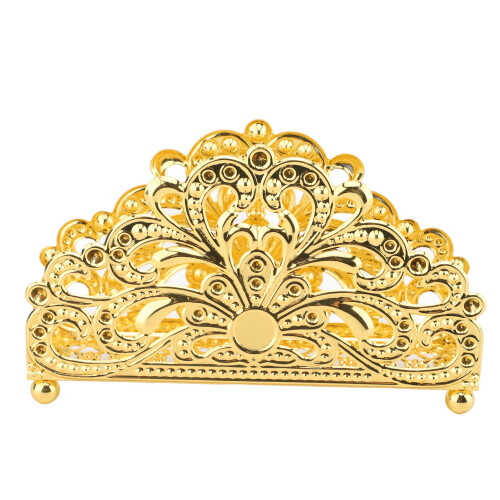 Porte-serviettes debout en fer doré, motif floral 1