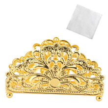 Porte-serviettes debout en fer doré, motif floral