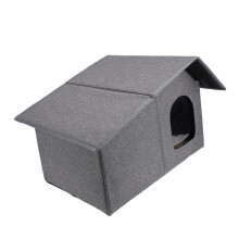 Outdoor Cat House Water Resistant Weather Proof Spacious Enclosed Foldable Cat Shelter for All Seasons Gray