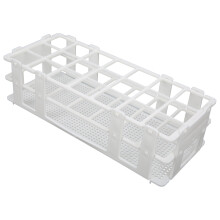 Porte-tubes à essai en ABS, 21 trous, grille 30x30mm, socle.