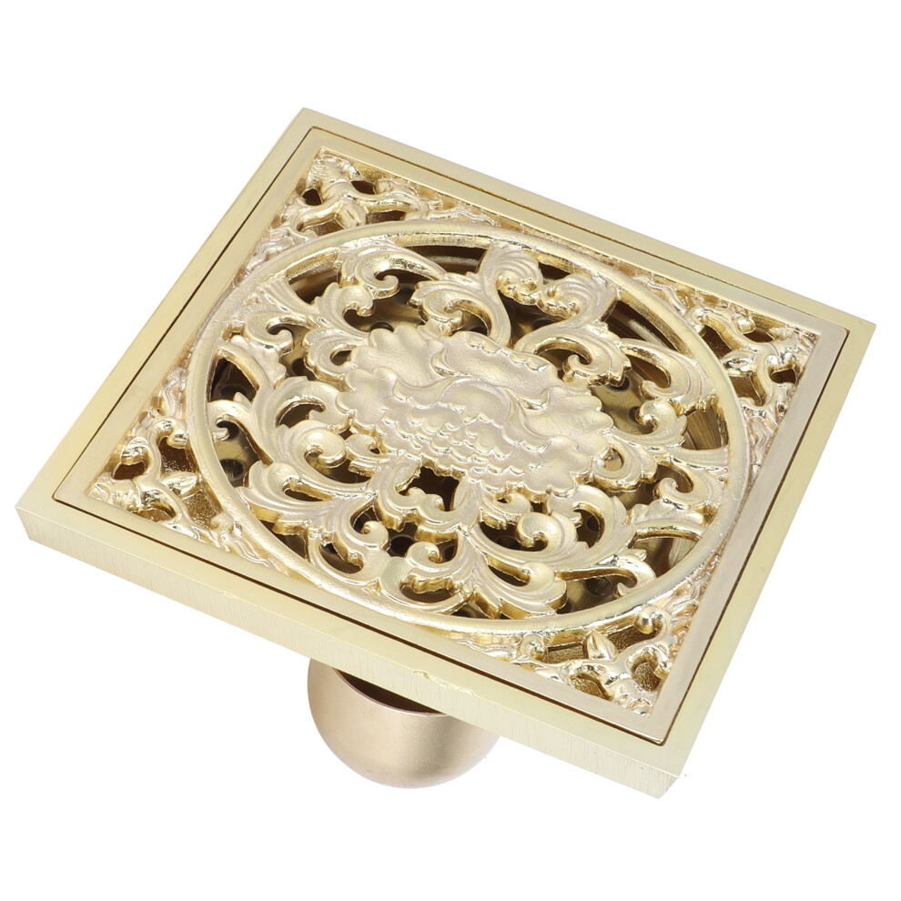 10X10cm Floor Drain Gold Copper Deodorant Floor Drain Strainer For Kitchen Bathroom Hoteldeep Water 4971322714653
