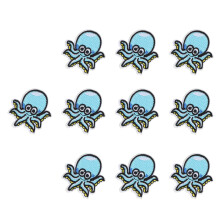 Besticktes Aufnäher-Set – Seestern & Oktopus, 10 Stück für Kleidung