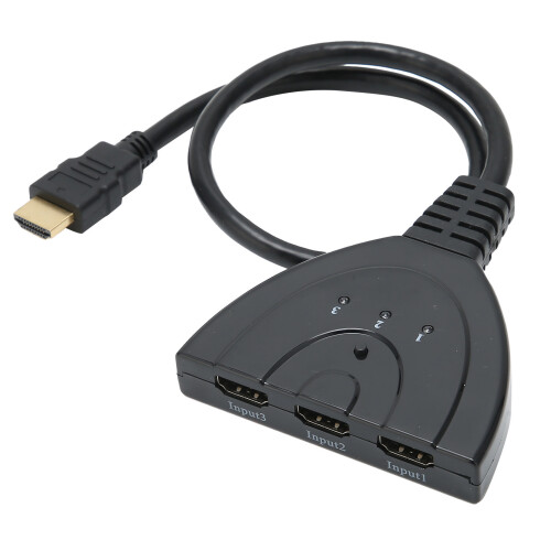 3-Port-HDMI-Switch 1080P Hub Splitter 1.3b+HDCP Schwarz 1