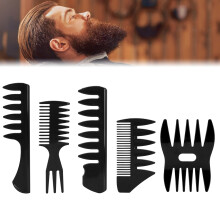 Set di pettini Oil Head 5 pezzi ABS nero denti larghi per uomo