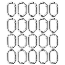 Boucle ovale à ressort 23 mm 20 pièces de clips en alliage argenté