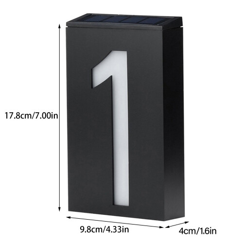 Luce solare per numero civico 1000mAh 17.8*9.8*4cm Nero Bianco 1