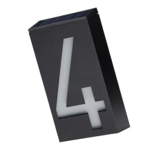 Numéro de maison solaire à 4 chiffres 1000mAh 17,8x9,8x4 Noir/Blanc