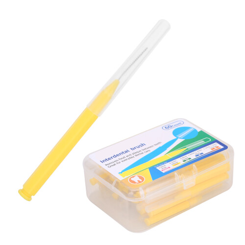 60 pezzi/scatola spazzolino interdentale ortodontico giallo 1