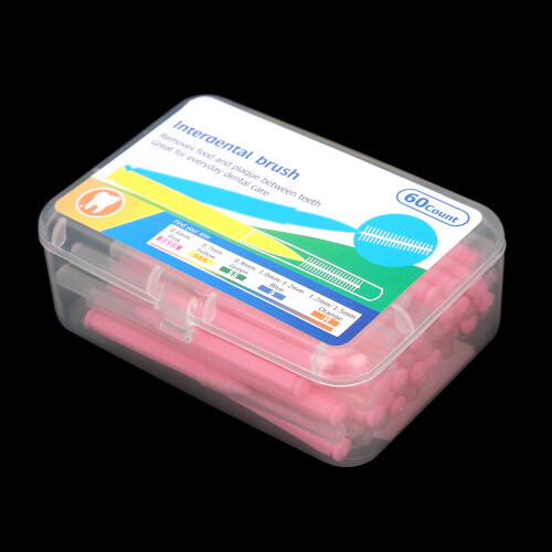 60 pièces/boîte brosse interdentaire orthodontique rose 2