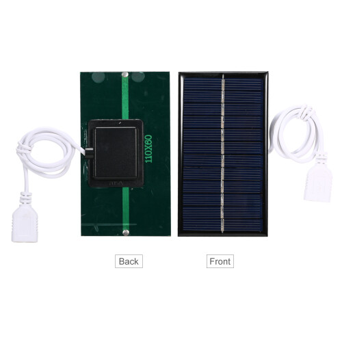 Pannello solare USB da 1W 6V nero 11x6cm impermeabile 1
