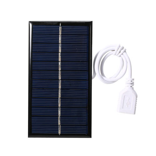 Pannello solare USB da 1W 6V nero 11x6cm impermeabile